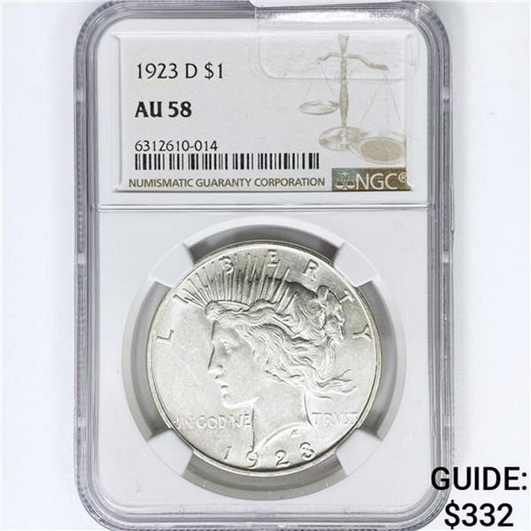 1923-D Silver Peace Dollar NGC AU58