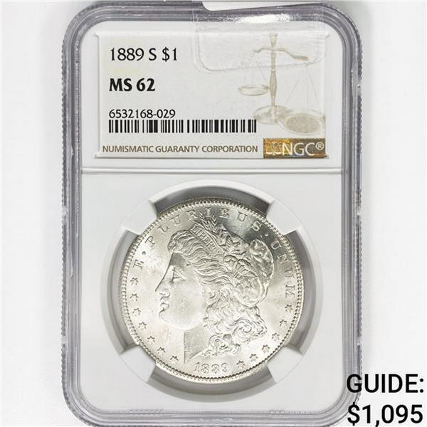 1889-S Morgan Silver Dollar NGC MS62