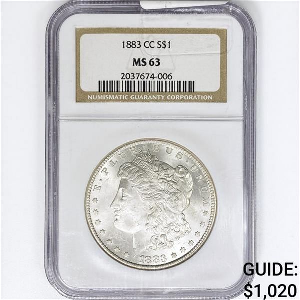 1883-CC Morgan Silver Dollar NGC MS63