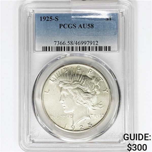 1925-S Silver Peace Dollar PCGS AU58