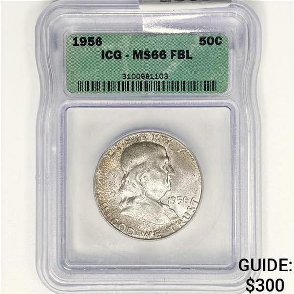 1956 Franklin Half Dollar ICG MS66 FBL