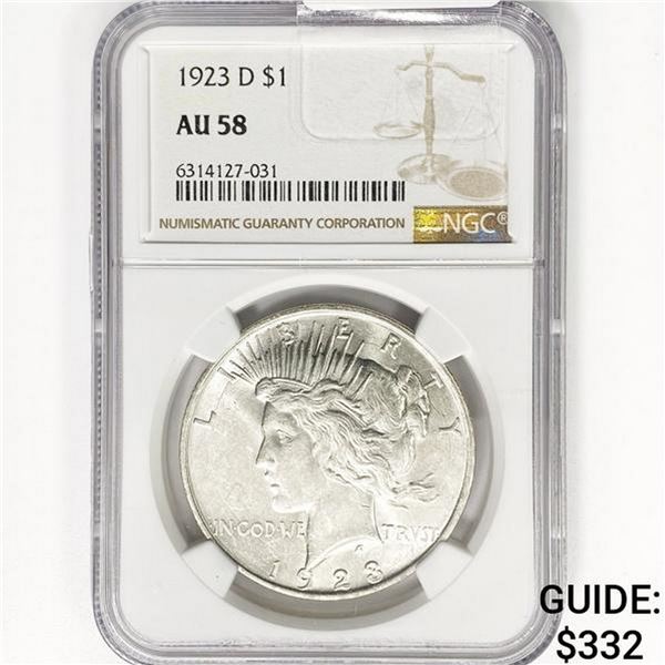 1923-D Silver Peace Dollar NGC AU58