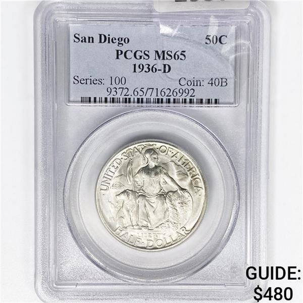 1936-D San Diego Half Dollar PCGS MS65