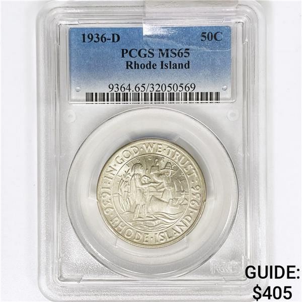 1936-D Rhode Island Half Dollar PCGS MS65