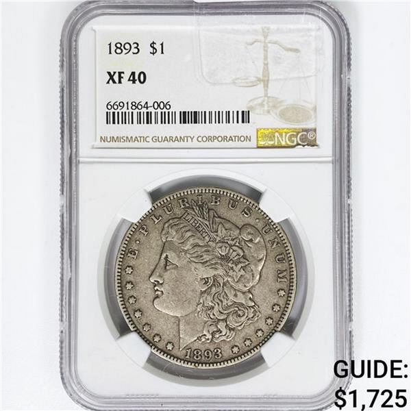 1893 Morgan Silver Dollar NGC XF40