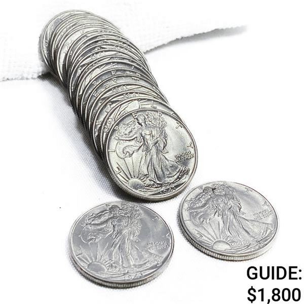 1943 Walking Liberty Half Dollar (Roll of 20)