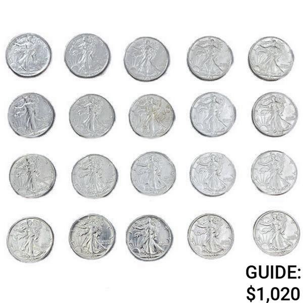 1940-1947 Walking Half Dollars (20 Coins)
