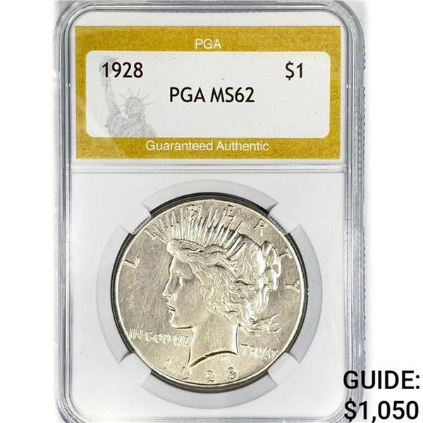 1928 Silver Peace Dollar PGA MS62