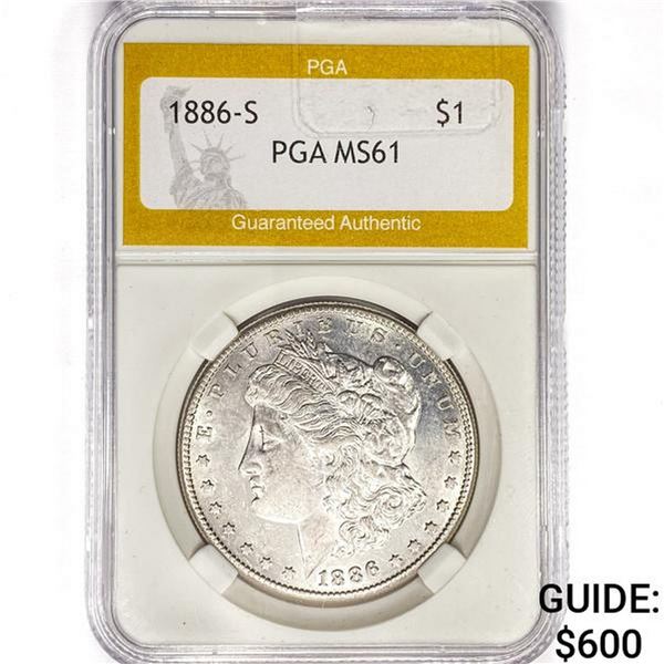 1886-S Morgan Silver Dollar PGA MS61