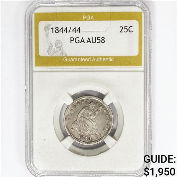 1844/44 Seated Liberty Quarter PGA AU58