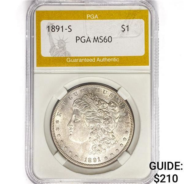 1891-S Morgan Silver Dollar PGA MS60