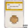 Image 1 : 1865 Two Cent Piece PGA MS64 RED