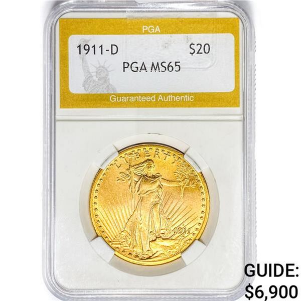 1911-D $20 Gold Double Eagle PGA MS65