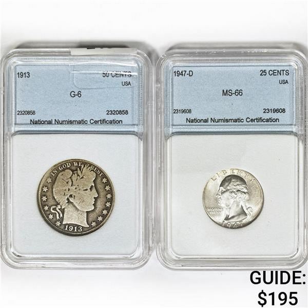 [2] 1 50C, 1 25C NNC 1913-1947