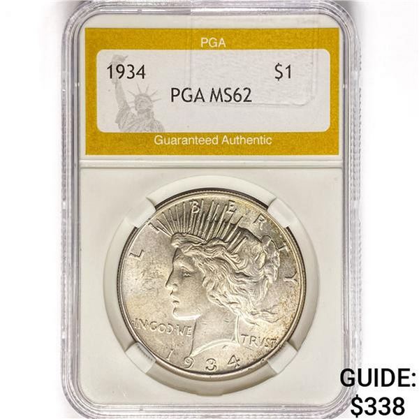 1934 Silver Peace Dollar PGA MS62