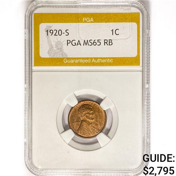 1920-S Wheat Cent PGA MS65 RB