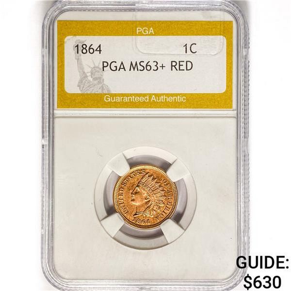 1864 Indian Head Cent PGA MS63+ RED