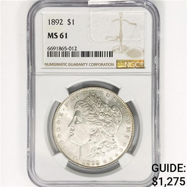1892 Morgan Silver Dollar NGC MS61