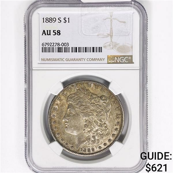 1889-S Morgan Silver Dollar NGC AU58