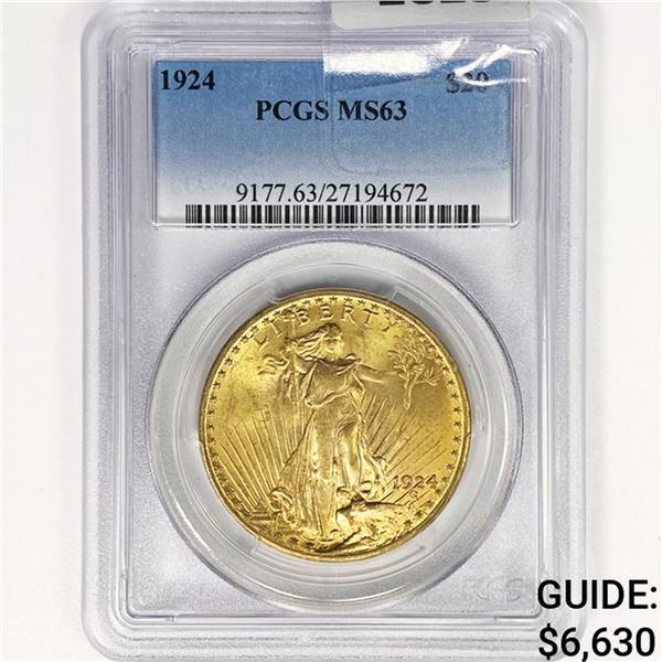 1924 $20 Gold Double Eagle PCGS MS63