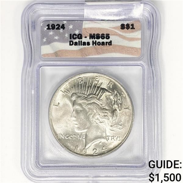 1924 Silver Peace Dollar ICG MS65