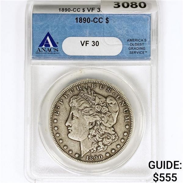 1890-CC Morgan Silver Dollar ANACS VF30