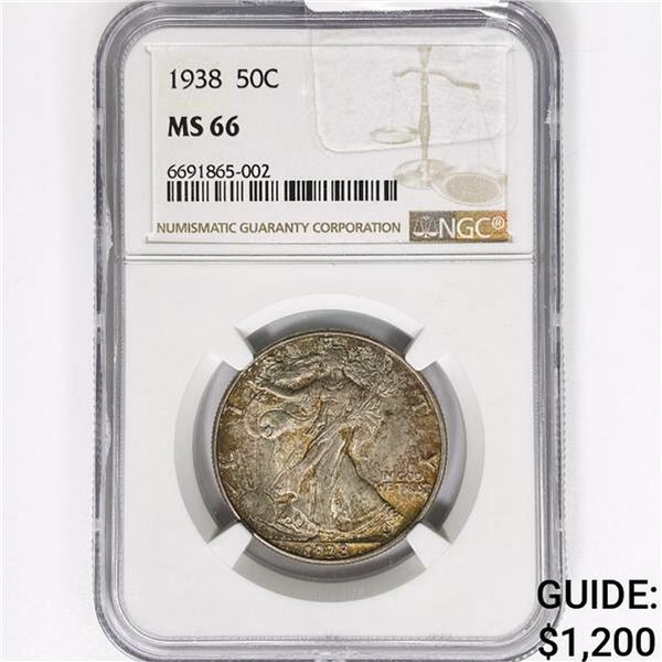 1938 Walking Liberty Half Dollar NGC MS66