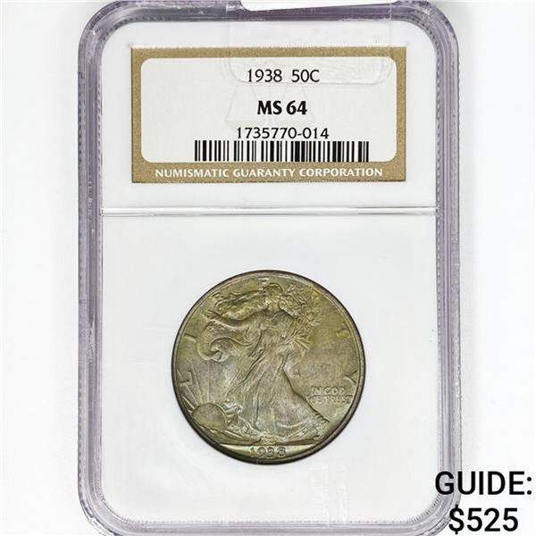 1938 Walking Liberty Half Dollar NGC MS64