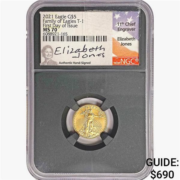 2021 $5 1/10oz. American Gold Eagle NGC MS70