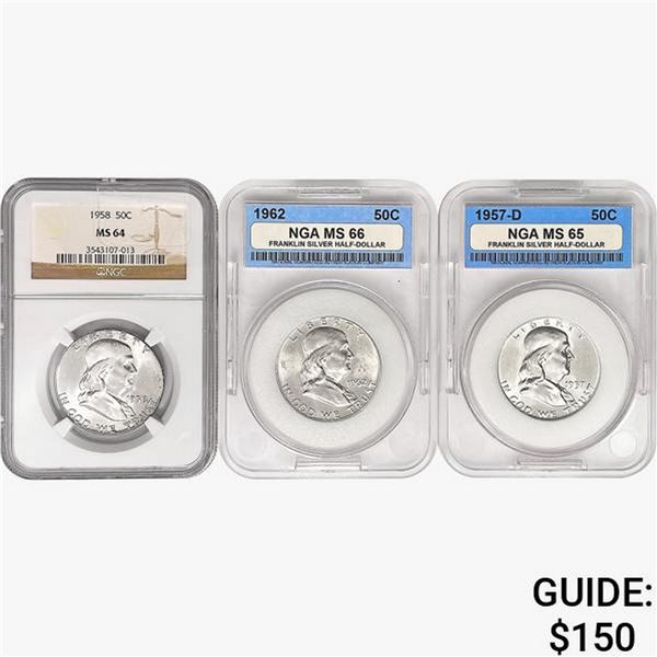 [3] 1957-1962 Franklin Half Dollar NGC/NGA MS