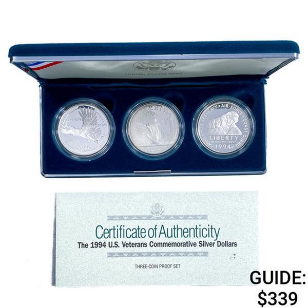 1994 US Veterans Comm. Silver Dollars [3 Coins]