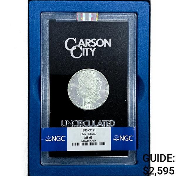 1885-CC Morgan Silver Dollar NGC MS63 GSA
