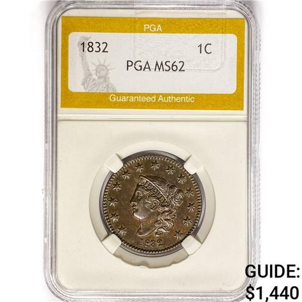 1832 Coronet Head Large Cent PGA MS62