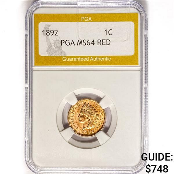1892 Indian Head Cent PGA MS64 RED