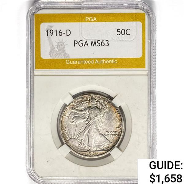 1916-D Walking Liberty Half Dollar PGA MS63