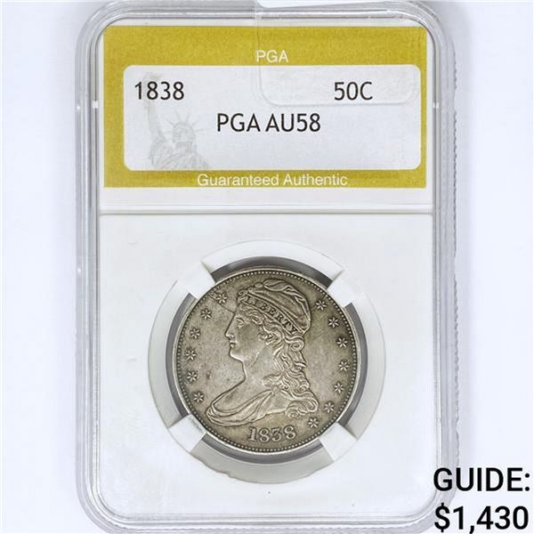 1838 Capped Bust Half Dollar PGA AU58