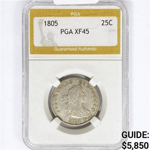 1805 Draped Bust Quarter PGA XF45