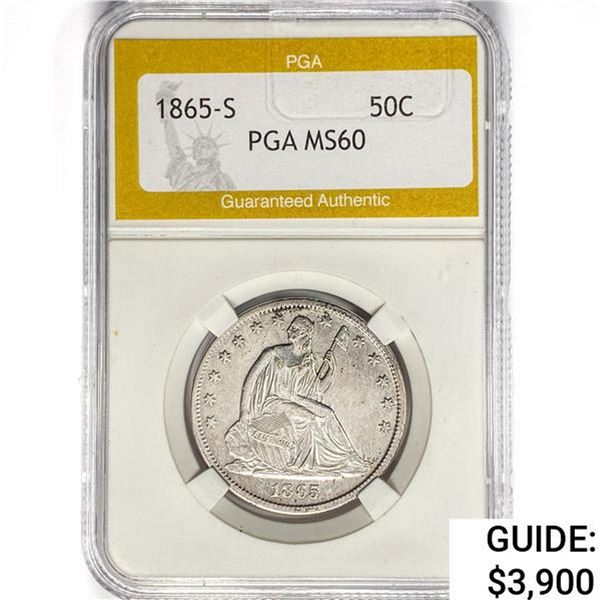 1865-S Seated Liberty Half Dollar PGA MS60