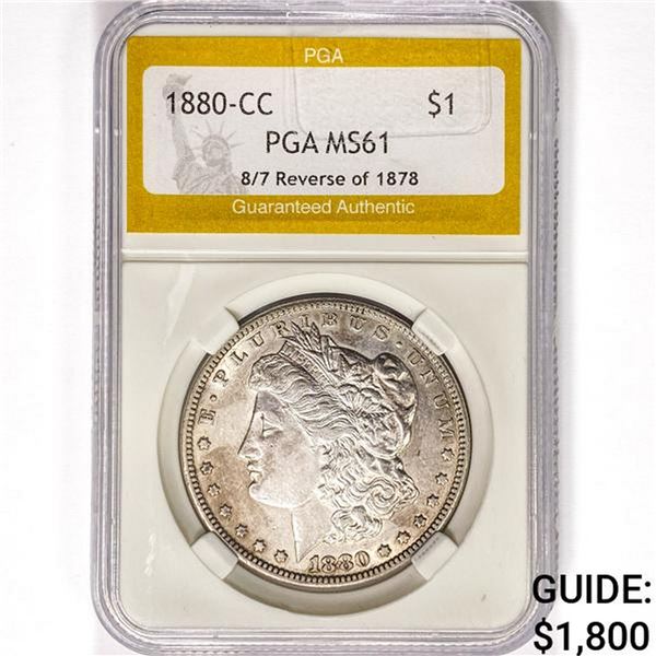 1880-CC 8/7 Morgan Silver Dollar PGA MS61 REV 78