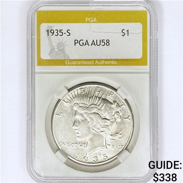 1935-S Silver Peace Dollar PGA AU58