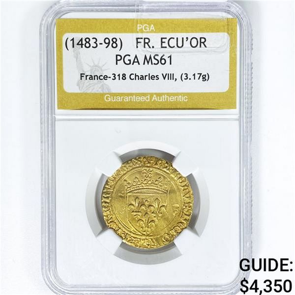 1483-98 France ECU'OR 3.17g Gold PGA MS61 FR-318