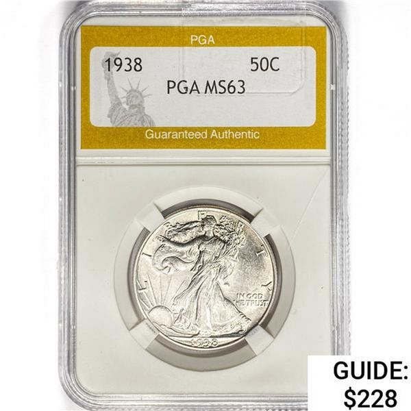1938 Walking Liberty Half Dollar PGA MS63