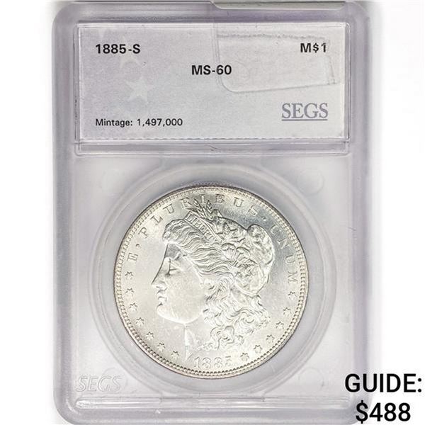 1885-S Morgan Silver Dollar SEGS MS60