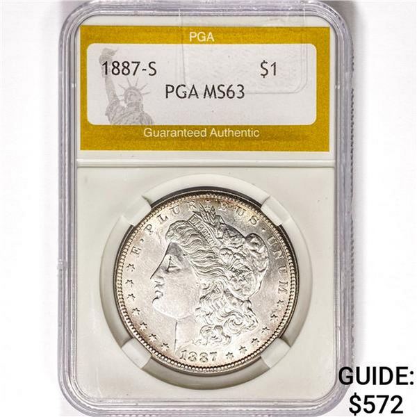 1887-S Morgan Silver Dollar PGA MS63