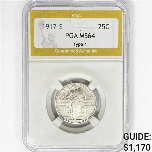 1917-S Standing Liberty Quarter PGA MS64 Ty-1
