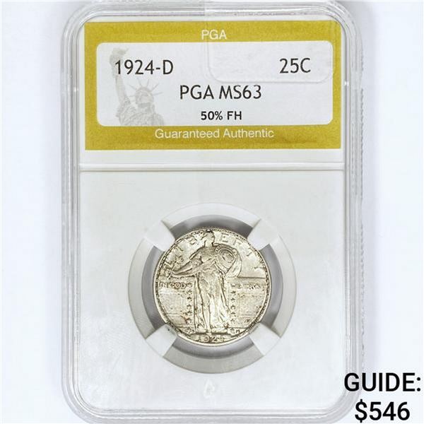 1924-D Standing Liberty Quarter PGA MS63 50% FH