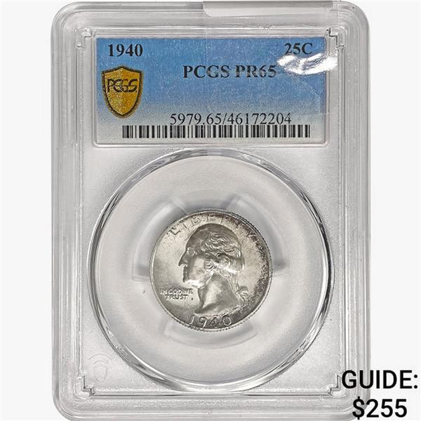 1940 Washington Silver Quarter PCGS PR65