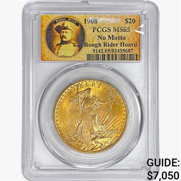 1908 $20 Gold Double Eagle PCGS MS65 No Motto
