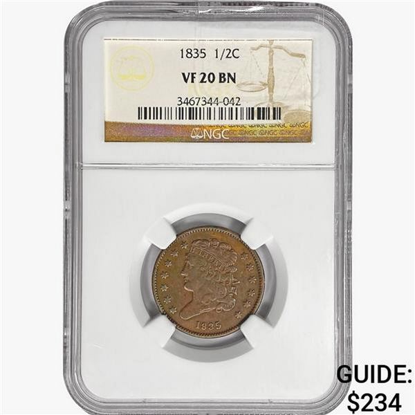 1835 Classic Head Half Cent NGC VF20 BN