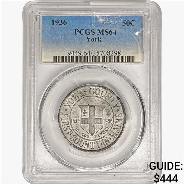 1936 York Half Dollar PCGS MS64